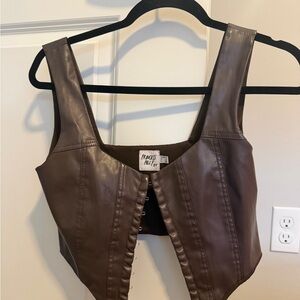Princess Polly Chocolate Faux Leather Bustier